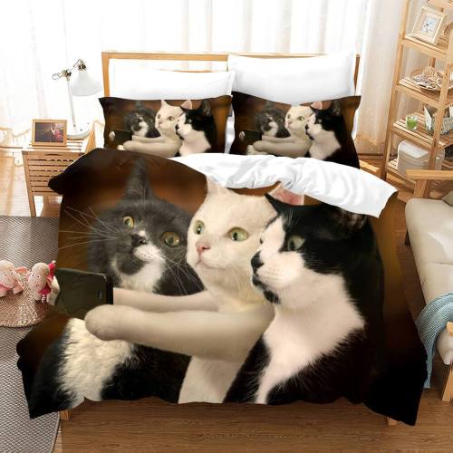 Lovely Animal Pet Cats Bedding Set Duvet Covers Comforter Bed Sheets