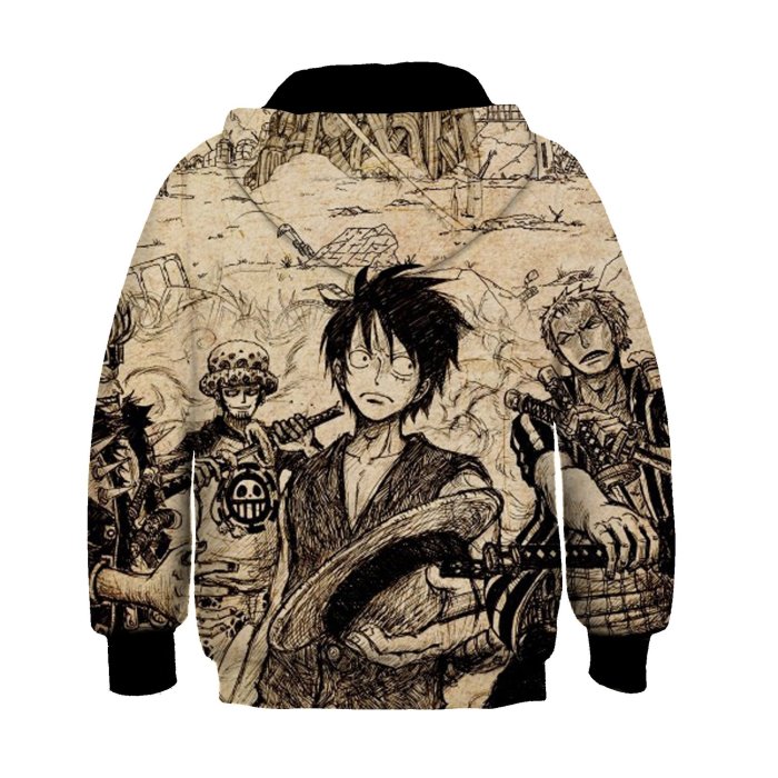 One Piece Anime  Style 1 Cosplay Kids 3D Print Sweatshirts Jacket Hoodies For Children
