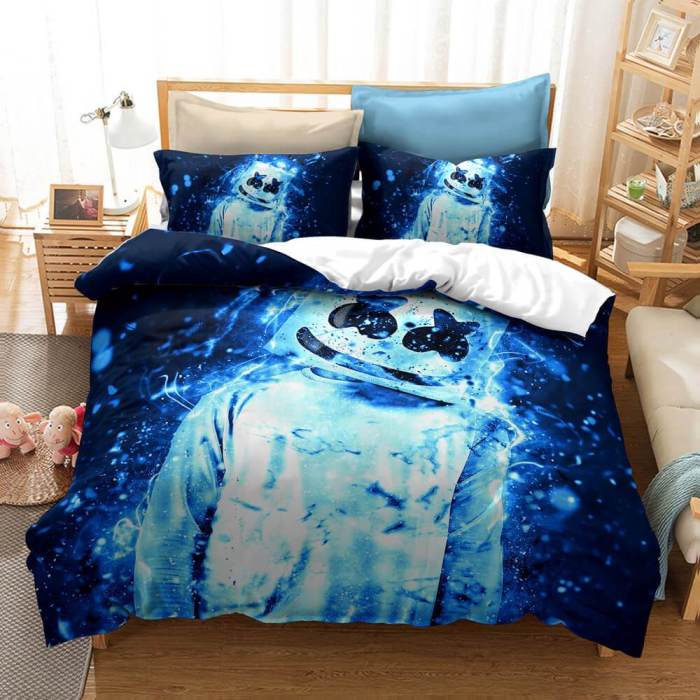 Dj Marshmello Cosplay Bedding Set Duvet Covers Comforter Bed Sheets