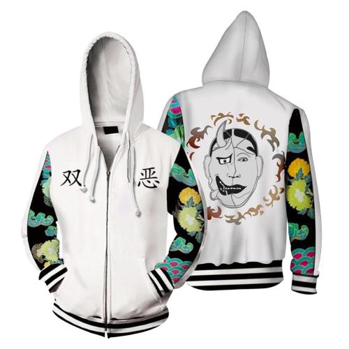 Arrival Tokyo Revengers Anime Smiley Angry White Cosplay Unisex 3D Printed Hoodie Sweatshirt Jacket With Zipper