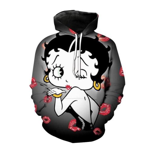 Funny Cartoon Betty Boop Printing 3D Sweatshirts Pullover Hoody Oversized Hoodie