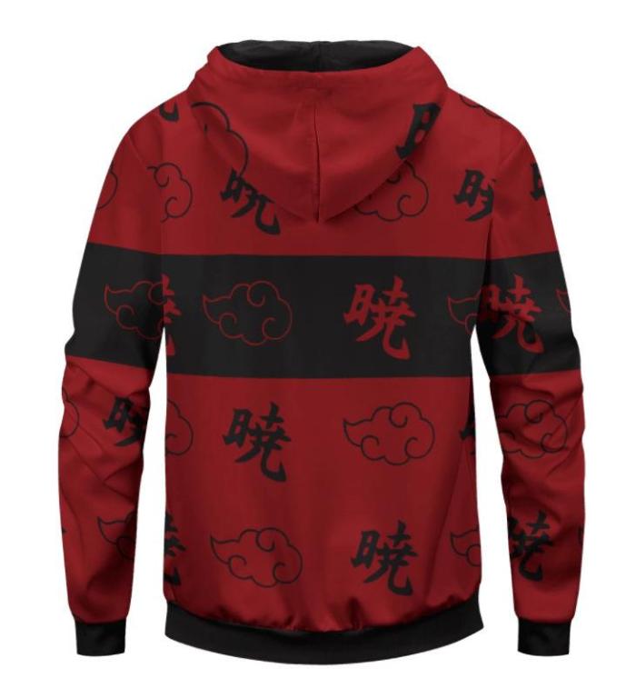 Naruto Anime Red Dawn Cosplay Unisex 3D Printed Hoodie Sweatshirt Jacket With Zipper