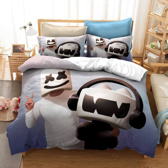 Dj Marshmello Cosplay Bedding Set Duvet Covers Comforter Bed Sheets