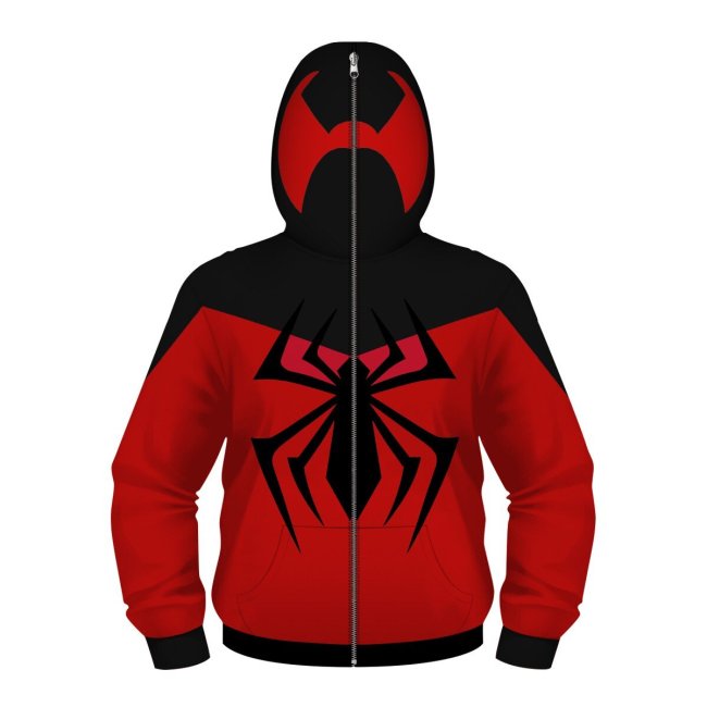 The Avengers Movie Boys Face Covered Red Spiderman Cosplay Kids Sweatshirts Jacket Hoodies With Zipper For Children