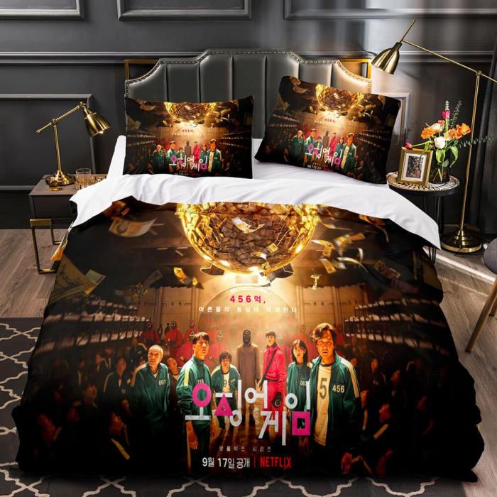 Squid Game Round Six Bedding Set Duvet Covers Comforter Bed Sheets