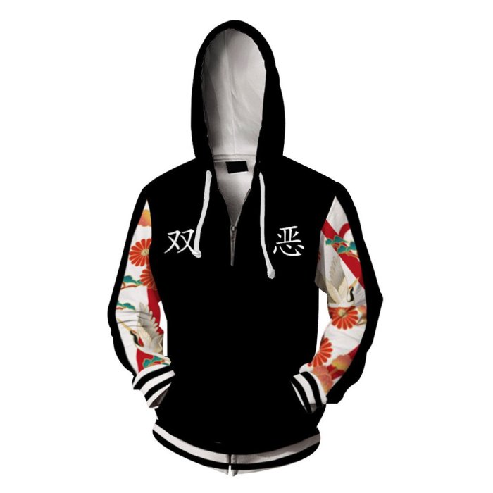 Arrival Tokyo Revengers Anime Smiley Angry Black Cosplay Unisex 3D Printed Hoodie Sweatshirt Jacket With Zipper