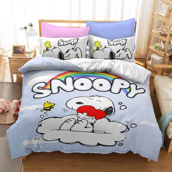 Cartoon Snoopy Cosplay Bedding Set Duvet Covers Comforter Bed Sheets