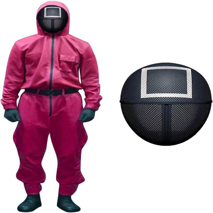 Squid Game Red Jumpsuit With Mask Cosplay Costume Round Six Outfit
