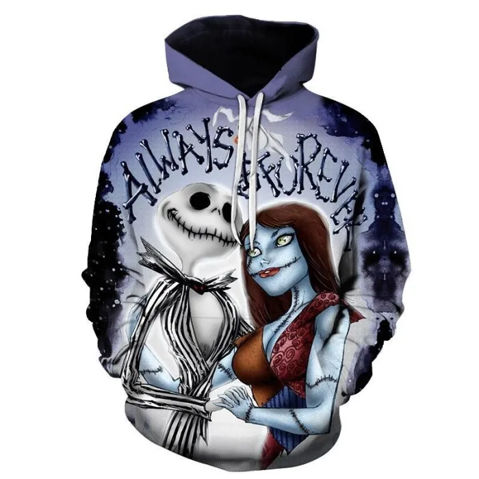 The Nightmare Before Christmas Anime Jack Sally 2 Unisex 3D Printed Hoodie Pullover Sweatshirt