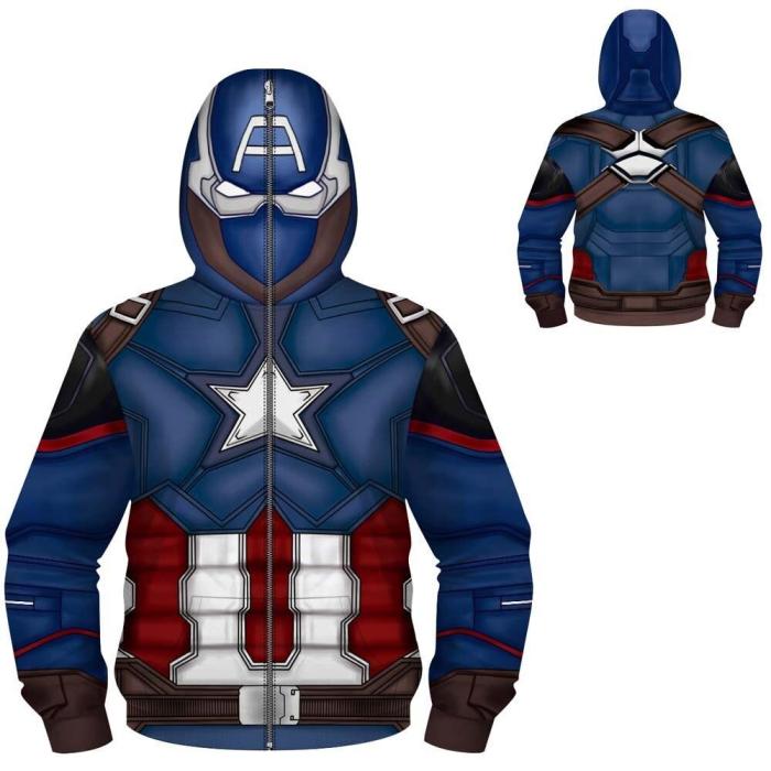 The Avengers Movie Boys Face Covered Iron Spiderman Cosplay Kids Sweatshirts Jacket Hoodies With Zipper For Children