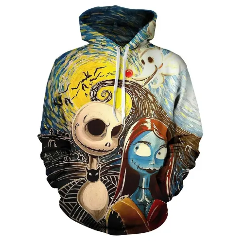 The Nightmare Before Christmas Anime Jack Sally 16 Unisex 3D Printed Hoodie Pullover Sweatshirt