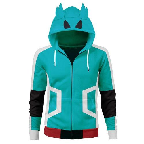 Anime My Hero Academia Boku No Hero Academia Cosplay Midoriya Izuku Hoodie Zipper Costume With Ears