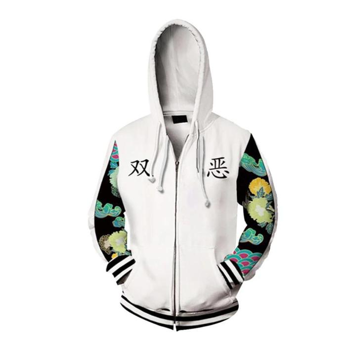 Arrival Tokyo Revengers Anime Smiley Angry White Cosplay Unisex 3D Printed Hoodie Sweatshirt Jacket With Zipper