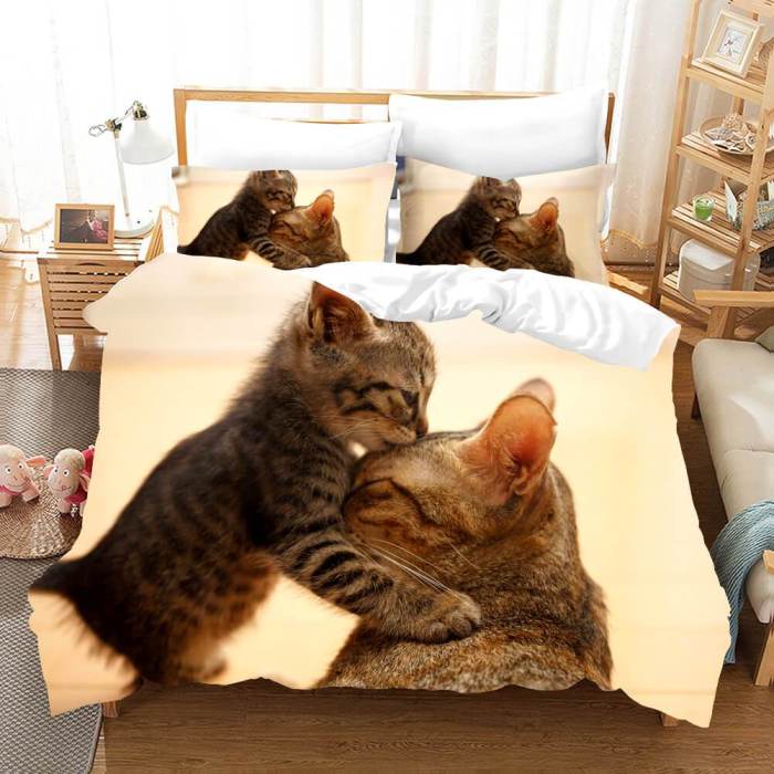 Lovely Animal Pet Cats Bedding Set Duvet Covers Comforter Bed Sheets