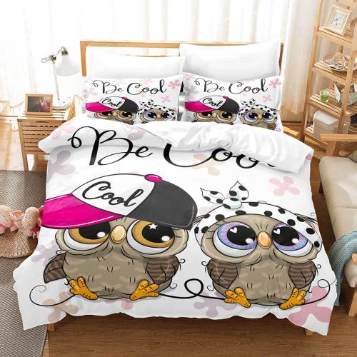 Cartoon Hand Painted Owl Bedding Sets Duvet Covers Quilt Bed Sheets