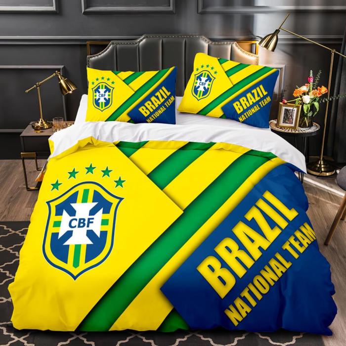 Cbf Brazil France Football Team Bedding Set Duvet Covers Bed Sheets