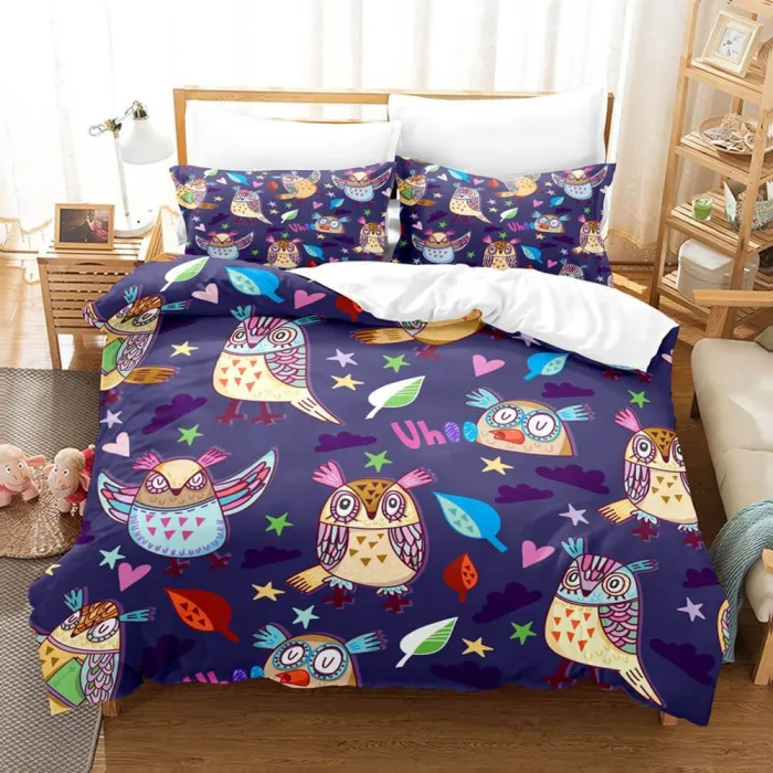Cartoon Animals Owl Bedding Sets Duvet Covers Quilt Bed Linen Sheets