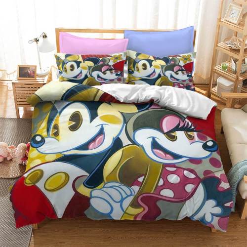 Cartoon Mickey Mouse Bedding Set Duvet Cover Christmas Bed Sheets Sets