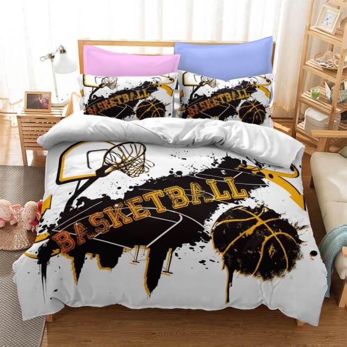 Lakers Basketball Sports Bedding Set Duvet Covers Comforter Bed Sheets