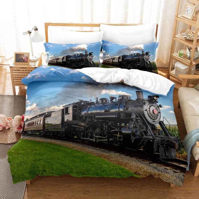Steam Engine Train Vintage Locomotive Bedding Set Duvet Covers Sets