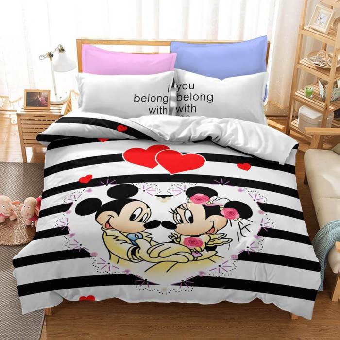 Cartoon Mickey Mouse Bedding Set Duvet Cover Christmas Bed Sheets Sets