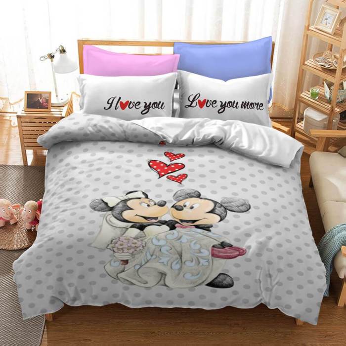 Mickey Mouse Cosplay Bedding Set Duvet Cover Christmas Bed Sheets Sets