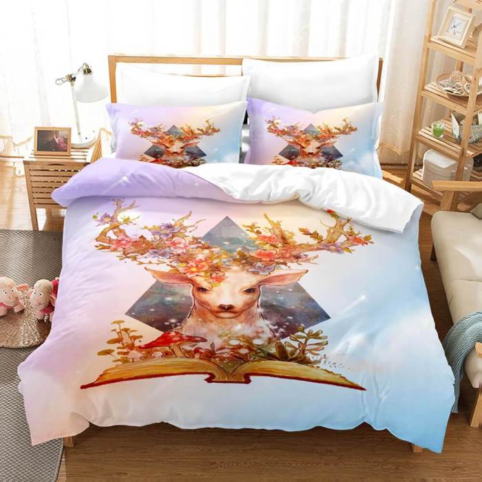 Pere David'S Deer Bedding Set Elk Duvet Cover Quilt Bed Sheets Sets