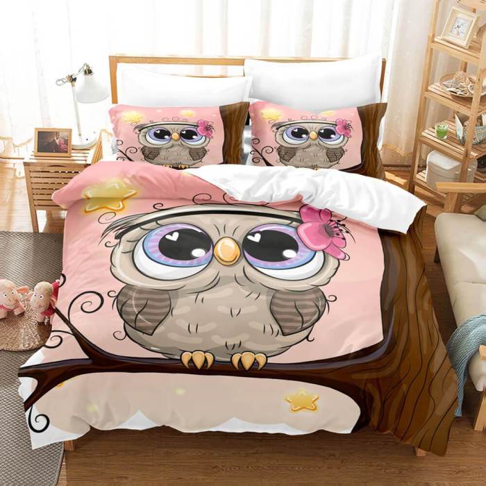 Cartoon Owl Bedding Sets Duvet Covers Quilt Halloween Bed Sheets
