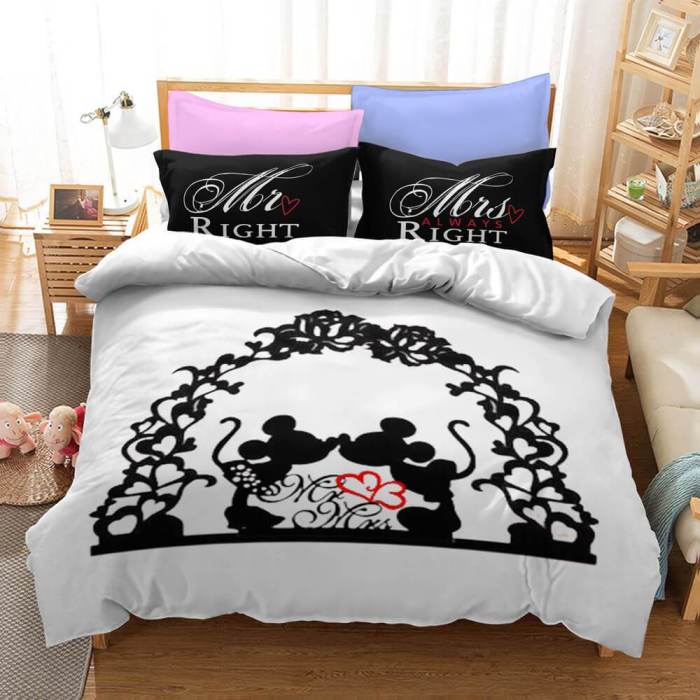 Cartoon Mickey Mouse Bedding Set Duvet Cover Christmas Bed Sheets Sets