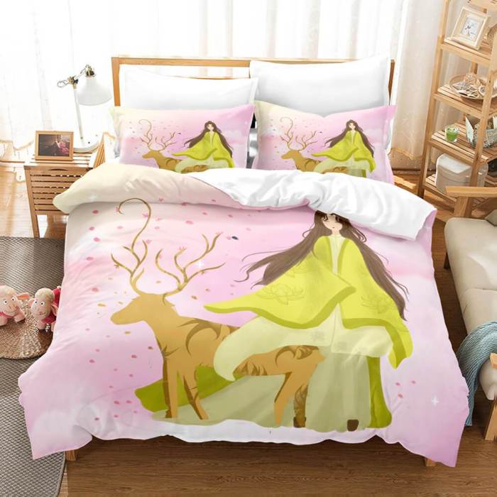 Pere David'S Deer Bedding Set Elk Duvet Cover Quilt Bed Sheets Sets