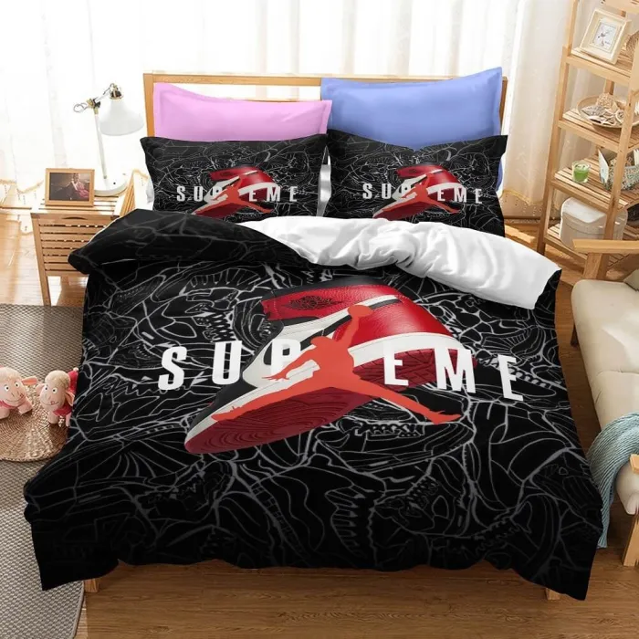 Lakers Jordan Basketball Bedding Set Duvet Covers Comforter Bed Sheets