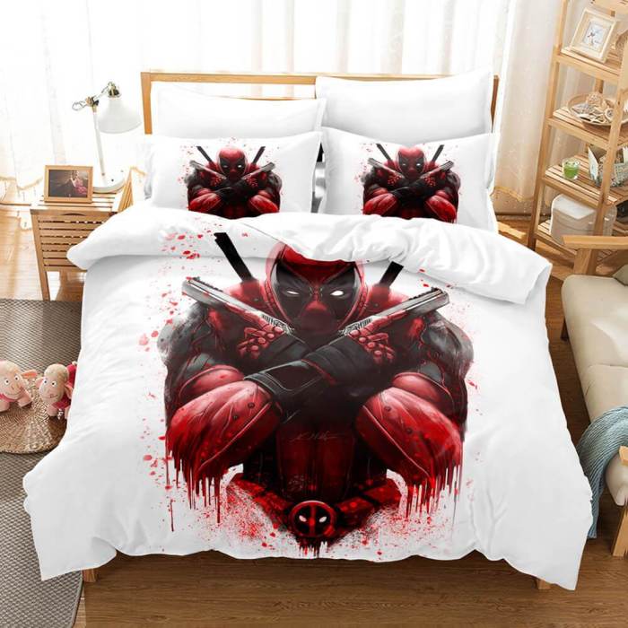 Deadpool Cosplay Bedding Set Comforter Duvet Cover Bed Sheets