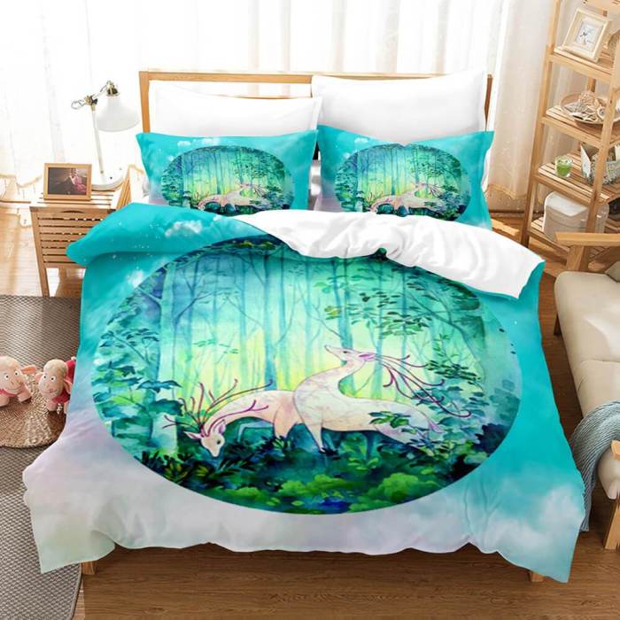 Cartoon Animal Deer Elk Bedding Set Duvet Cover Quilt Bed Sheets Sets