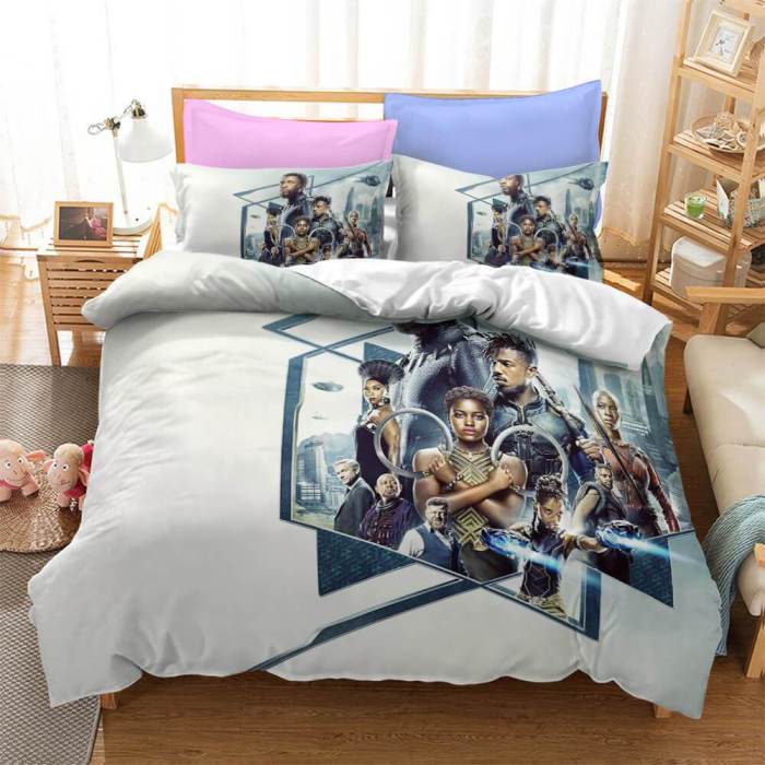 Black Panther Cosplay Bedding Set Duvet Cover Quilt Bed Sheets Sets