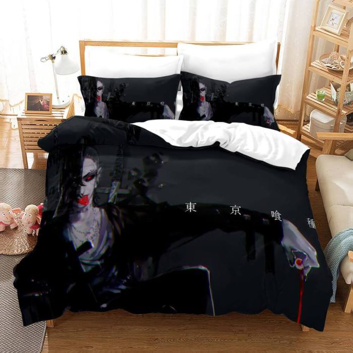 Japan Anime Tokyo Ghoul Cosplay Bedding Set Duvet Cover Bed Sheets