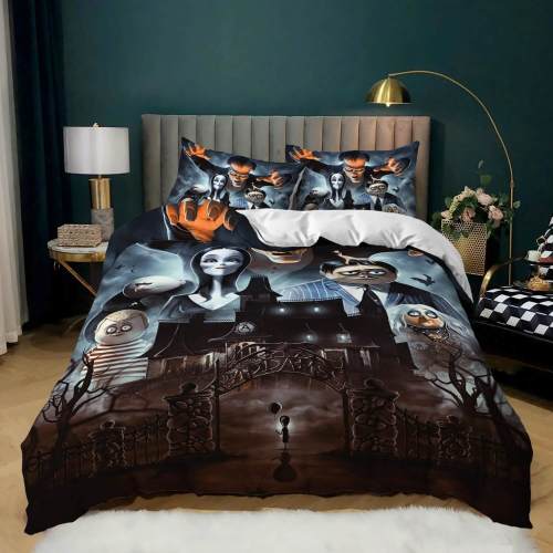 The Addams Family Cosplay Bedding Set Comforter Duvet Cover Bed Sheets