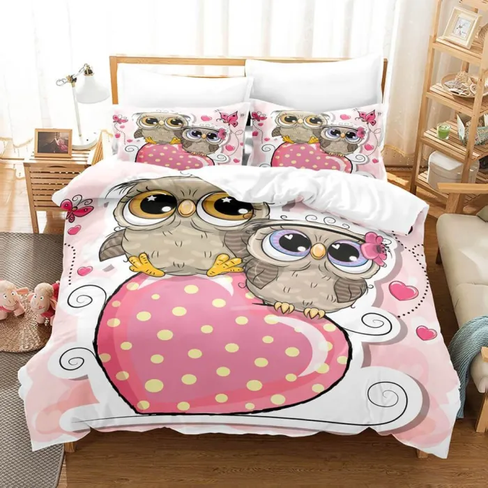 Cartoon Hand Painted Owl Bedding Sets Duvet Covers Quilt Bed Sheets