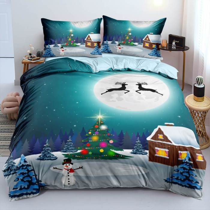 Christmas Bedding Set Duvet Cover Pillowcases Quilt Bed Linen Textiles