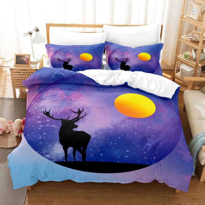 Pere David'S Deer Bedding Set Elk Duvet Cover Quilt Bed Sheets Sets