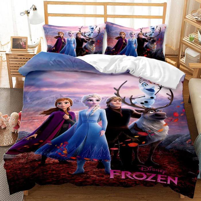 Cartoon Frozen Cosplay Bedding Set Quilt Duvet Cover Bed Sheets Sets