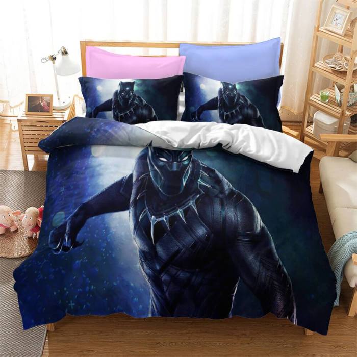 Black Panther Cosplay Bedding Set Duvet Cover Quilt Bed Sheets Sets