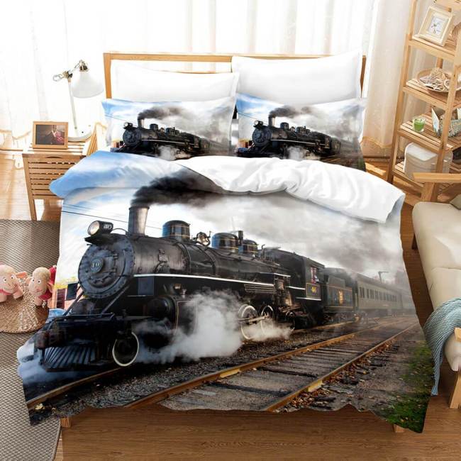Steam Engine Train Vintage Locomotive Bedding Set Duvet Covers Sets