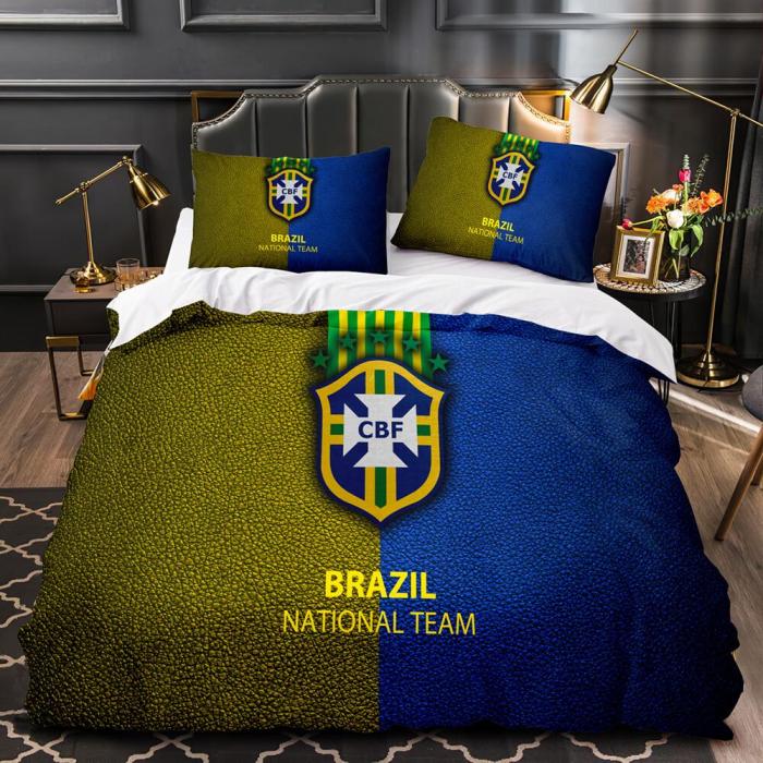 Cbf Brazil France Football Team Bedding Set Duvet Covers Bed Sheets