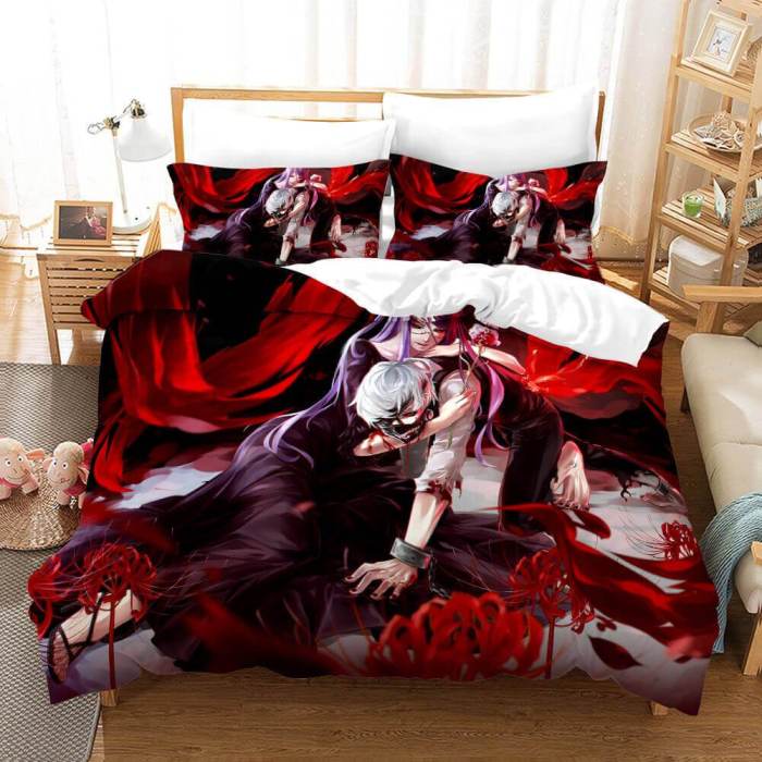 Anime Tokyo Ghoul Cosplay Bedding Set Duvet Cover Bed Sheets Sets