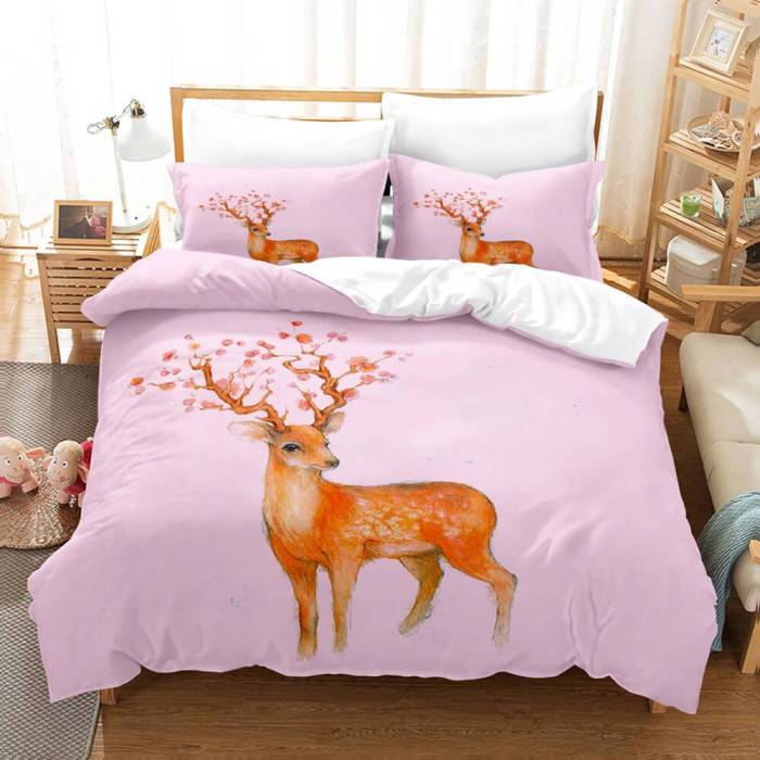 Pere David'S Deer Bedding Set Elk Duvet Cover Quilt Bed Sheets Sets