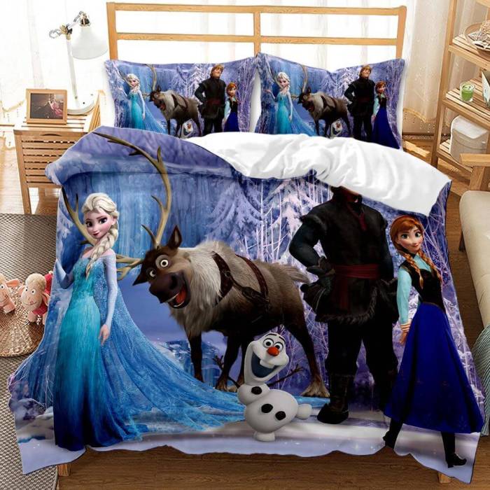 Cartoon Frozen Cosplay Bedding Set Quilt Duvet Cover Bed Sheets Sets
