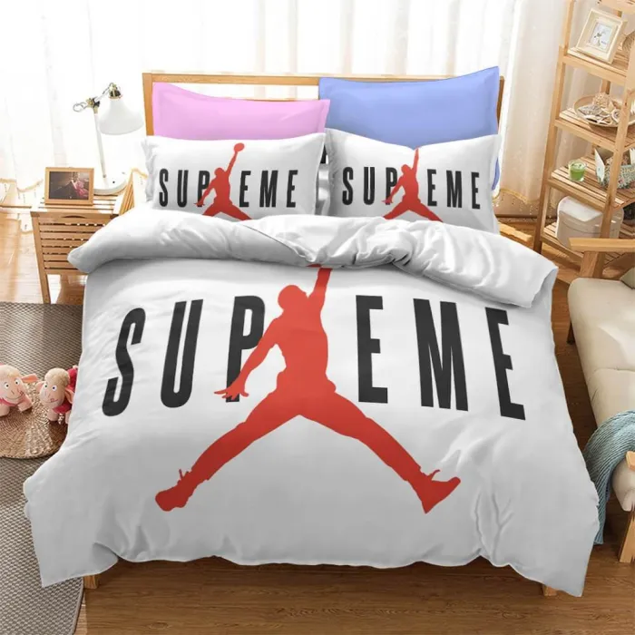 Lakers Jordan Basketball Bedding Set Duvet Covers Comforter Bed Sheets