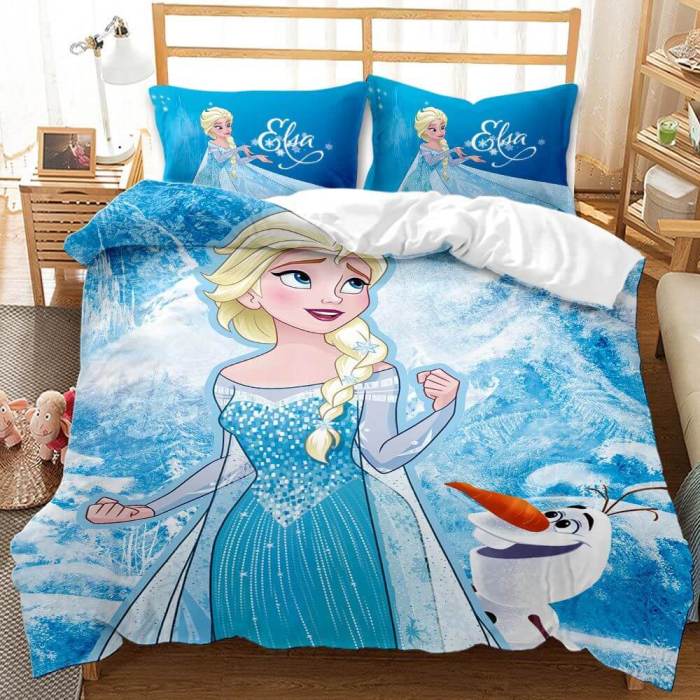 Cartoon Frozen Elsa Anna Bedding Set Quilt Duvet Cover Bed Sheets Sets