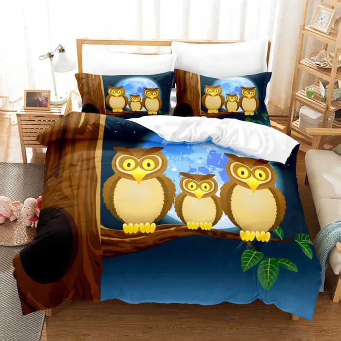 Cartoon Owl Girls Birthday Bedding Sets Duvet Covers Quilt Bed Sheets