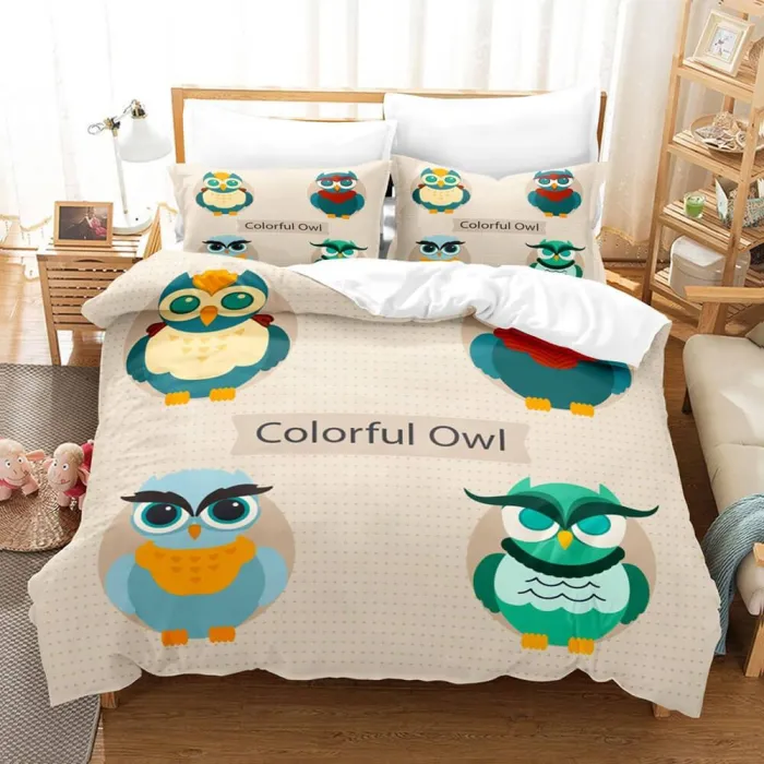 Cartoon Owl Girls Birthday Bedding Sets Duvet Covers Quilt Bed Sheets